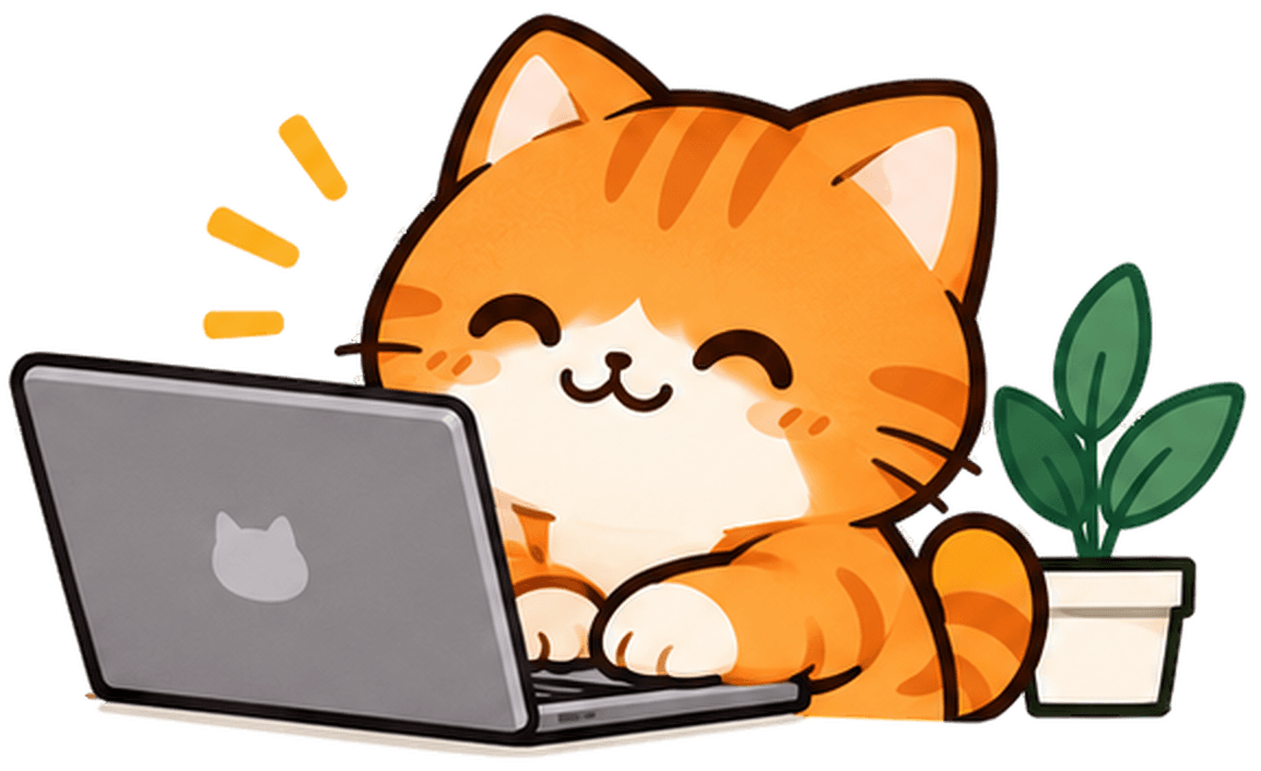 Oyen dengan laptop